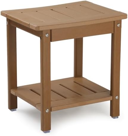 Apolimi Shower Chair, HDPE Shower Bench for Inside Shower to Sit On It, Shower Stool with Storage Shelf 2-Tier Spa Stool for Elderly,Water Resistant & Non-Slip Design Shower Seat Bench (Teak S Size) by Apolimi