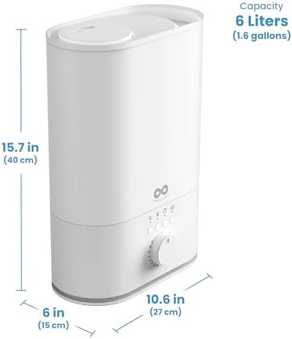 Everlasting Comfort 6L Top Fill Humidifier for Bedroom – Quiet, Easy to Fill & Clean, 60HR Runtime, Night Light, Timer, Ultrasonic Cool Mist, Auto Shut-Off for Indoor Use- White - Image 2