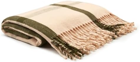 Arus Acrylic Highlands Collection Queen Throw Blanket Cream Green, 60x80 by Arus