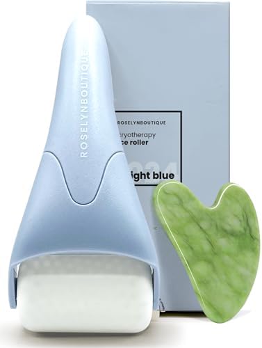 ROSELYNBOUTIQUE Ice Roller for Face & Gua Sha Facial Tools - Wrinkles Fine Lines Puffiness Stick Massager Facial Skin Care Tools Self Care Gifts for Men Women (Light Blue) by ROSELYNBOUTIQUE