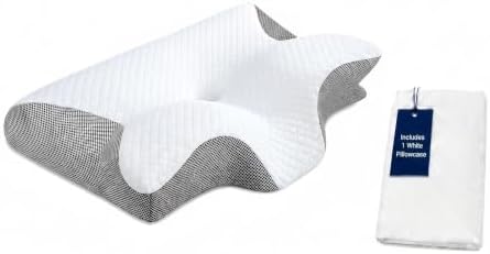 WINGLAM Cervical Pillow Memory Foam, Adjustable Loft for Neck and Shoulder Pain Relief, Ergonomic Contour for Side Back Stomach Sleepers – Breathable Pillowcase by WINGLAM