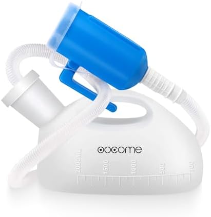 Portable Urinals for Men, OOCOME Men Urinal Bottle Spill Proof Reusable Male Pee Bottle Camping Toilet Thicken Men's Potty 2000 ml 47.2" Long Tube with Lid by OOCOME