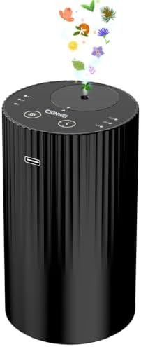 Waterless Essential Oil Diffuser, Portable Car Diffuser with Rechargeable Battery, Cordless Aromatherapy Diffuser for Home Office Bedroom, USB-C Nebulizing, 600 Sq Ft Coverage (Black) by CSINWEI
