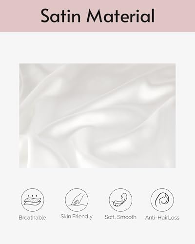 Yanideer Satin Pillowcase for Hair & Skin Travel Elastic Band Cooling Satin Pillowcases - Satin Pillow Case Cover Pillow Cases Standard Size Queen, White - Image 3