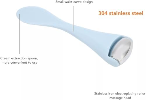 Mini Eye Face Rollers Massager 304 Stainless Steel Ice Silicone Roller for Relief Pain Skincare Facial (Blue Color) - Image 4