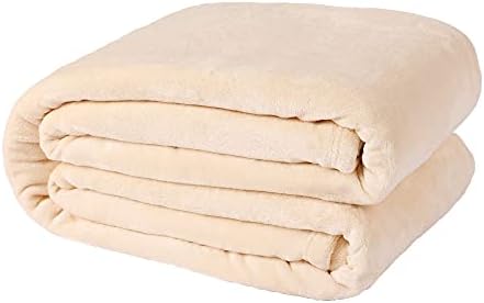 NANPIPER Fleece Blankets, Super Soft Flannel King Size Blanket for Bed, Luxury Cozy Microfiber Plush Fuzzy Blanket,Beige by NANPIPER