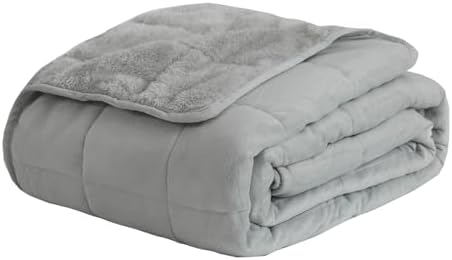 Weighted Blanket, Plush Fleece Blanket Ultra Soft - Fluffy Cozy Throw for Bed Couch Sofa, Warm Fuzzy Blanket for Adults (Light Grey, 48"x72" 10 lbs) by CODUM