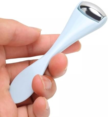 Mini Eye Face Rollers Massager 304 Stainless Steel Ice Silicone Roller for Relief Pain Skincare Facial (Blue Color) - Image 6