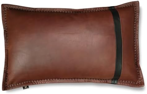 LL LEATHER LOVERS Genuine Lambskin Leather Pillow Cover, 16x24 Inch Case for Lumbar Throw Couch Pillows, Thick & Soft Cushion Covers for Sofa Bed Home Decor (Dark Brown & Black Box Pack of 1) by LLLEATHERLOVERS