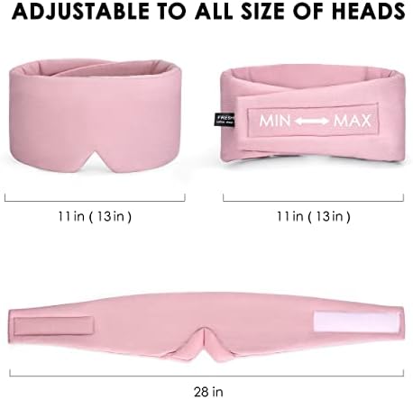 FRESHME Cotton Sleep Mask Blackout - Handmade Eye Mask for Sleeping Eye Shade Cover Sleep Mask for Women Men Girl Soft and Breathable Adjustable Blinder Light Blocking Pink Airplane with Travel Pouch - Image 4