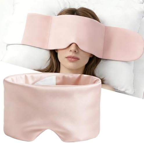 Weighted Sleep Mask for Side Sleepers, 100% Blackout Eye Mask for Sleeping with Adjustable Strap, Dual-Sided Cooling Silk & Warm Cotton Blindfold, Zero Pressure Eye Cover for Travel, Nap & Yoga by Unknown