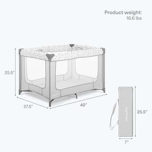 Dream On Me Zodiak Portable Playard, Compact for Travel, Carry Bag, C Grey - Image 3