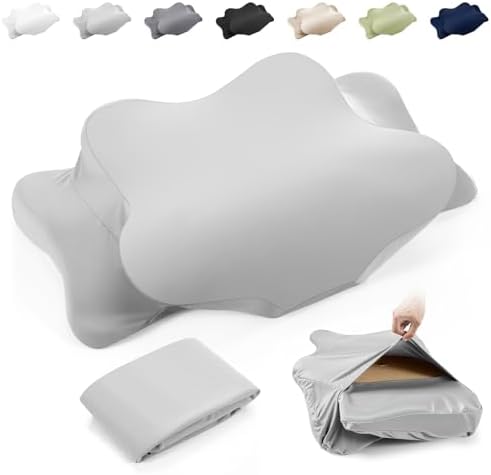 Hahafelt Cooling Cervical Pillowcase Cover with Envelope Closure (Only Pillow Case) Ergonomic Neck Pillowcase Smooth Soft Cool Pillow Cover for Side Back Stomach Sleepers(Gray,Queen Size) by Hahafelt