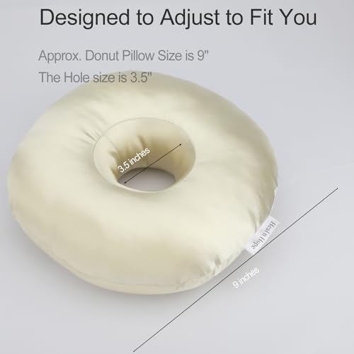 Silky Satin Piercing Pillow Ear Pillows Donut with Hole for Ear Pain CNH Piercing Pain Relief Sleeping Pressure Sore Side Sleepers Smooth Cooling Ear Guard Protector, Champagne - Image 5