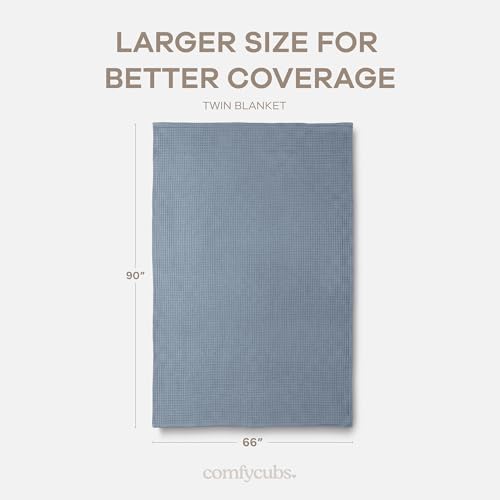 Comfy Cubs Waffle Blanket Twin, 90" x 66" - 100% Cotton Lightweight Breathable Bed Blanket - Soft Textured Thermal Weave for All Seasons – Decorative Cozy Layer for Couch, Sofa, or Bed - Pacific Blue - Image 4