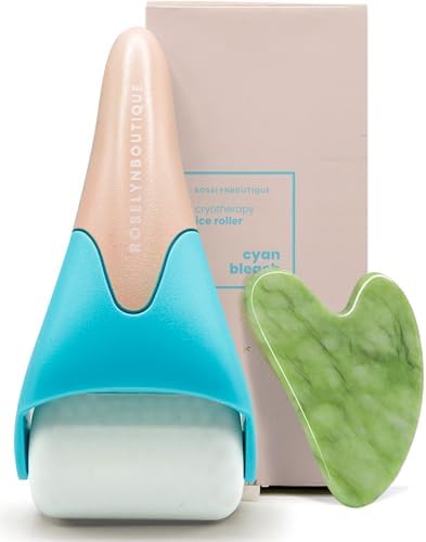 ROSELYNBOUTIQUE Ice Roller for Face Wrinkles Fine Lines Puffiness Stick Massager Facial Skin Care Tools Self Care Gifts for Men Women (Cyan Bleach) by ROSELYNBOUTIQUE