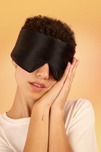 Glow People Silk Sleep Mask – 100% Mulberry Silk Eye Mask for Sleeping, Total Blackout, Cloud-Soft and Adjustable for Beauty Sleep and Travel - Charcoal - Image 5