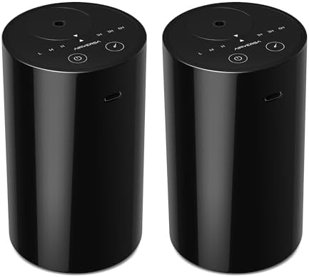 Airversa 2 Pack AN8 Waterless Diffuser for Essential Oil, Black + Black by Airversa