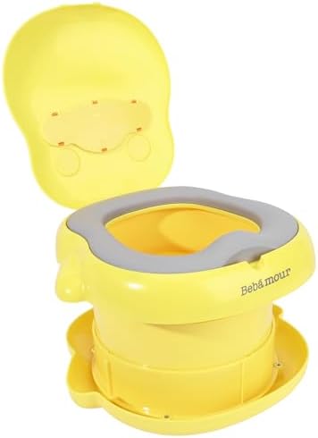 Bebamour Portable Potty Seat for Kids Travel - Foldable Training Toilet Chair for Toddler Girls with Storage Bags for Outdoor and Indoor Easy to Clean (Yellow) - Image 5