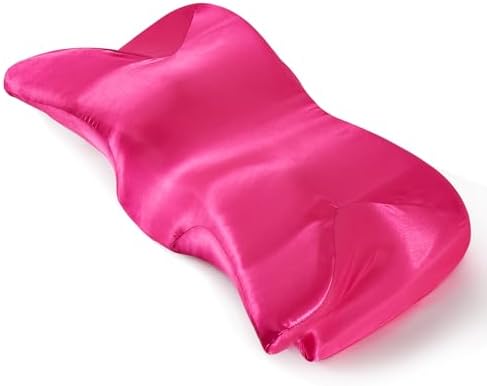 P Pothuiny Hot Pink Satin Cervical Pillow Case Cover 1-Pack with Zipper by P+Pothuiny