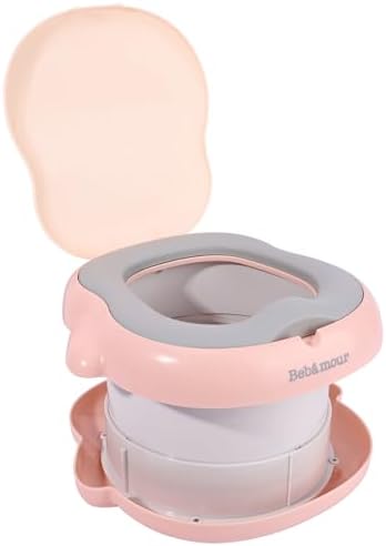 Bebamour Portable Potty Seat for Kids Travel - Foldable Training Toilet Chair for Toddler Girls with Storage Bags for Outdoor and Indoor Easy to Clean (New Pink) - Image 2