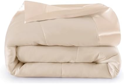 COMFLIVE Queen Down Alternative Blanket - Lightweight Satin Trim, Beige by COMFLIVE