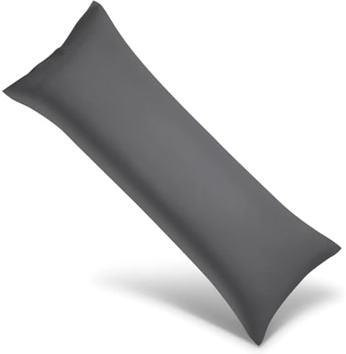 Body Pillow Cover with Zipper 20x72 Cotton Long Body Pillowcase Lumbar Pillow case 100% Egyptian Cotton 500 Thread Count Pack of 1 for Adult Size (Dark Grey) by AtikshBeddings