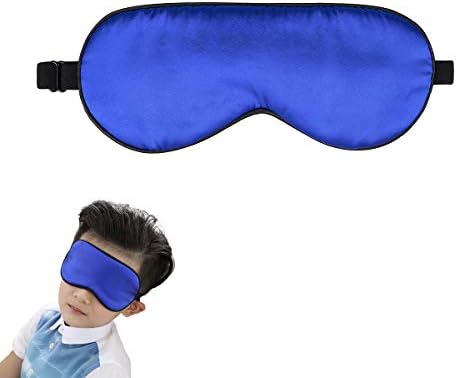 100% Natural Silk Sleep Eye Mask Kids, Cute Night Sleeping Mask with Adjustable Elastic Strap for Girls Boys Child (Blue Small) by NMMGlobal