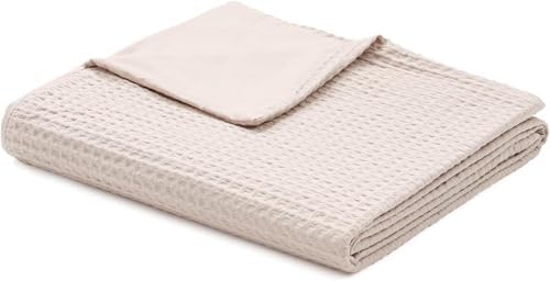 YnM Cotton Waffle Weave Duvet Cover for Weighted Blankets with 16 Strings (Oatmeal,60''x80'') by YNM