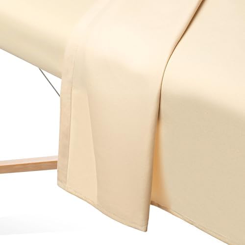 Saloniture 3-Piece Microfiber Massage Table Sheet Set - Premium Facial Bed Cover - Includes Flat and Fitted Sheets with Face Cradle Cover - Natural - Image 4