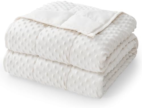 Cottonblue Weighted Blanket 15lbs 48x72 for Adults, Minky Dots Cream White by Cottonblue