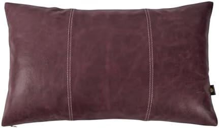 LL LEATHER LOVERS 100% Lambskin Leather Pillow Cover 10x18 Inch – Hand-Stitched Cushion Case with Hidden Zipper, Decorative Throw Cover for Sofa, Bed and Living Room - Pink Maroon Panel Pack of 1 by LLLEATHERLOVERS