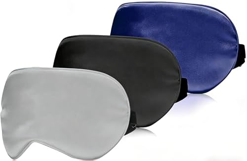 Eye Mask for Sleeping,3 Pack Silk Sleep Masks for Women Men-Blindfold for Travel on Airplane,100% Pure Silk Eye Mask for Sleep with Adjustable Strip（Black-Grey-Navy） 8.86 * 4.92 inches by L%C3%93VFEIFAN