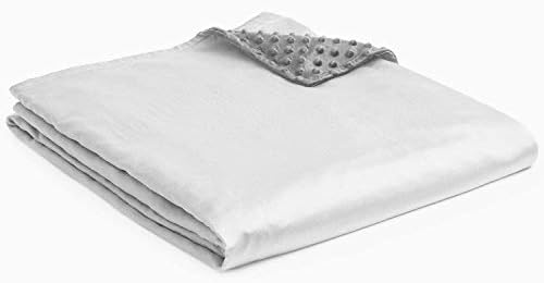 YnM Exclusive Cooling Rayon & Cozy Velvet Dual-Sided Cover for Weighted Blanket (88''x104'') - Light Grey by YNM