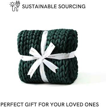 YnM Chunky Throw Blanket, Medium-Weight, Hand Knitted, Skin Friendly, Ventilated and Breathable, Machine Washable, Home Décor Piece for Couch, Sofa and Bed (Pacific Green, 40x50 Inch) - Image 5