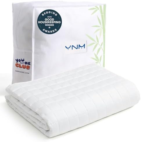 YnM Cooling Weighted Blanket for Adults, 15lbs Heavy Bed Throw for One Person of 140lbs, Perfect for Hot Sleepers or Warm Climates with Cooling Rayon/Glass Beads(60x80 Inches,Queen Bed, White) by YNM
