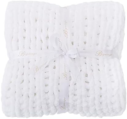 Bigacogo Chunky Knit Throw Blanket for Couch, 60x80 inches, Pure White - Image 7