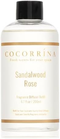 COCORRÍNA Refill - Sandalwood Rose 6.7 Fl.oz Reed Diffuser Refill with 8 Sticks by COCORR%C3%8DNA