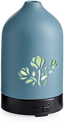 Airome Magnolia Flower Medium Essential Oil Diffuser|100 mL Humidifying Ultrasonic Aromatherapy Diffuser 8 Colorful LED Lights, Intermittent & Continual Mist, Auto Shut-Off by Airom%C3%A9