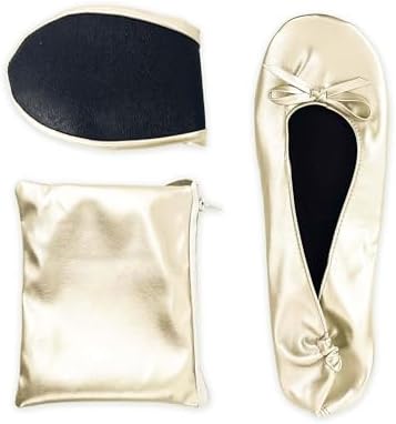 Stylish Foldable Ballet Flats for Women Portable Roll Up Travel Shoes for Wedding Bridesmaid Includes Carrying Pouch by Untssiw