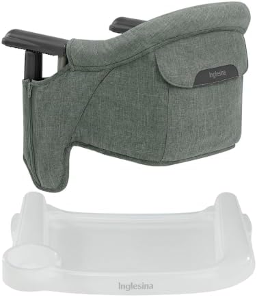 Inglesina Fast Table Chair - Pine Green Melange + Fast Dining Tray - Portable Baby High Chair - for Babies & Toddlers up to 37 lbs - Fits Tables 0.8'' to 3.5'' Thick - Compact - Travel Bag Included by Unknown