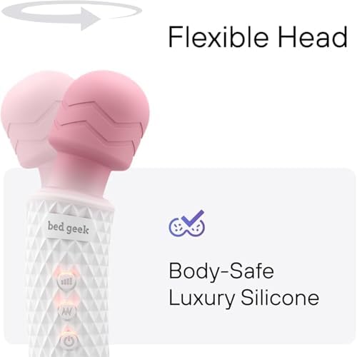bed geek Handheld Cordless Personal Wand Massager – Waterproof, USB Rechargeable, 20 Vibration Patterns, 8 Speeds, Memory Feature, Skin-Soft Silicone for Ultimate Relaxation Tool - Image 4