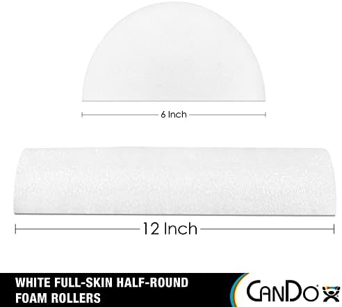Cando-30-2341 Full-Skin PE Foam Roller For Muscle Restoration, Massage Therapy, Sport Recovery, And Physical Therapy. White, 6" x 12", Half-Round - Image 2