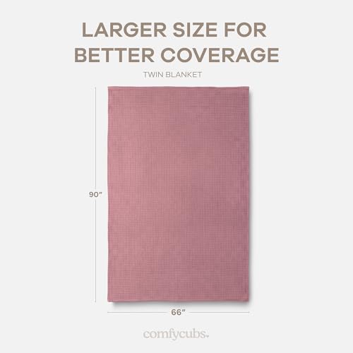 Comfy Cubs Waffle Blanket Twin, 90" x 66" - 100% Cotton Lightweight Breathable Bed Blanket - Soft Textured Thermal Weave for All Seasons – Decorative Cozy Layer for Couch, Sofa, or Bed - Mauve - Image 4