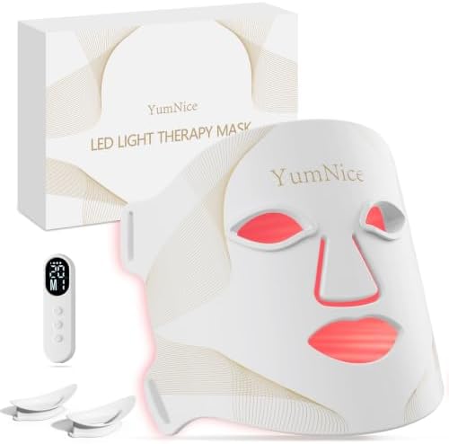 Red Light Therapy for Face, 8 Light Modes & 850NM Infrared LED Face Mask Light Therapy with 288 LEDs 3-in-1 Chip, Auto Cycle, Rechargeable Remote,Cordless Red Light Mask Skincare for Home Travel by Unknown