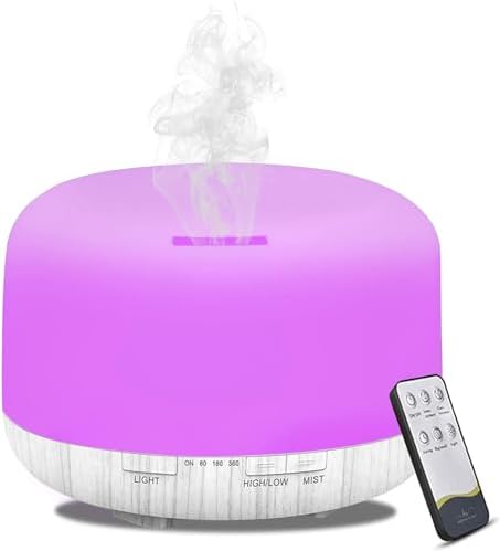 Humidifiers for Bedroom Large Room Home Baby Kids Whole House Hotel Office Desk Plant,500ml Portable Aromatherapy Essential Oil Diffuser Cute Ultrasonic Cool Mist Humidifier with Light Remote by MOVOYEE