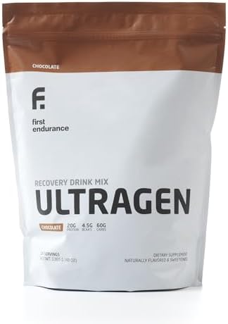 FIRST ENDURANCE Ultragen Workout Recovery Drink Powder, Protein Mix, Boosts Energy, Accelerates Recovery | Chocolate, 15 Servings by FirstEndurance