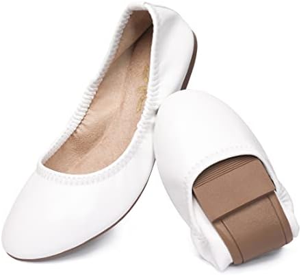LM Women's Ballet Flats Round Toe Slip On Flats Shoes Casual Dress Shoes Foldable Portable Travel Ballet Flat by LM