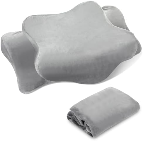 Hahafelt Cervical Neck Pillow Case Plush with Zipper, Gray, Queen Size by Hahafelt