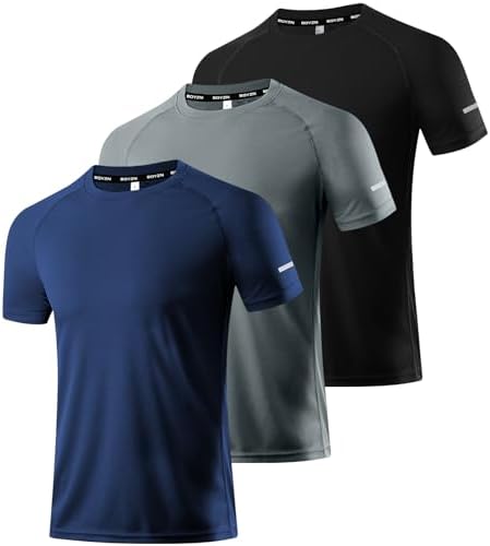 Boyzn 1, 3, 5 or 7 Pack Men's Workout Running Shirts, Dry Fit Moisture Wicking T-Shirt, Gym Athletic Short Sleeve Tee Shirts by Boyzn